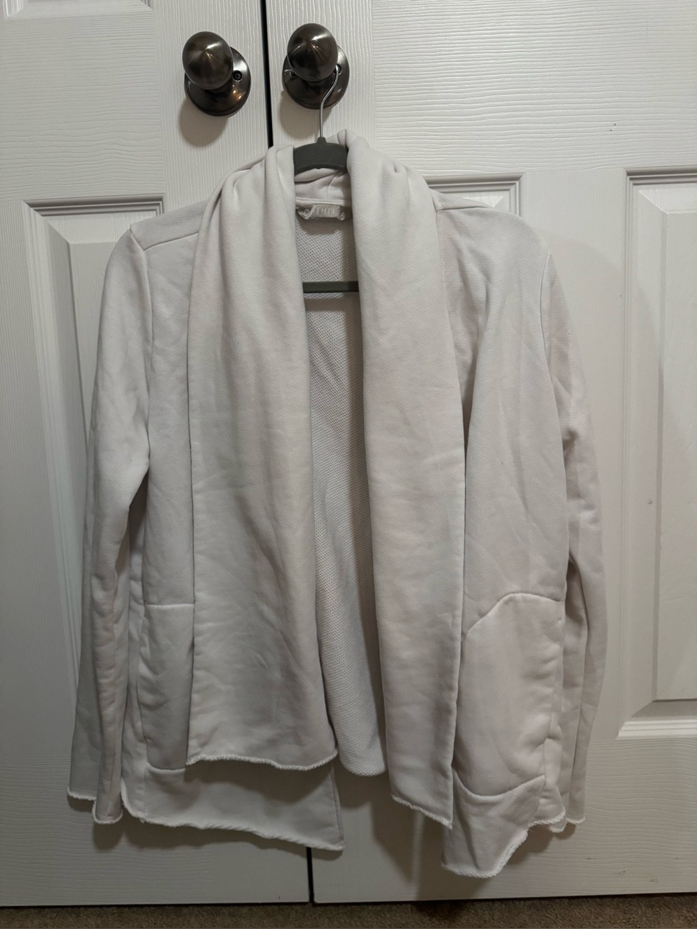 Athleta Cream Open Front Draped Blazer